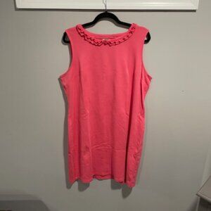 Talbots pretty pink dress for summer- ruff neck- dress up or down- FREE SHIPPING